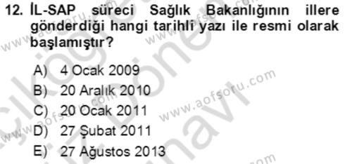 Acil Durum Ve Afet Yönetimi Planları Dersi 2023 - 2024 Yılı (Final) Dönem Sonu Sınavı 12. Soru