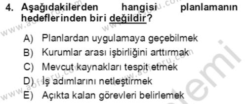 Acil Durum Ve Afet Yönetimi Planları Dersi 2023 - 2024 Yılı (Final) Dönem Sonu Sınavı 4. Soru