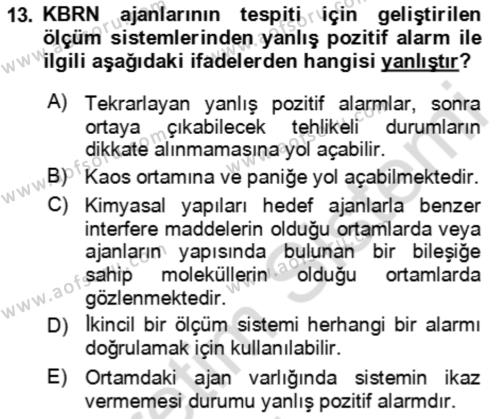 Kbrn Savunma Ve Güvenlik Dersi 2018 - 2019 Yılı 3 Ders Sınavı 13. Soru