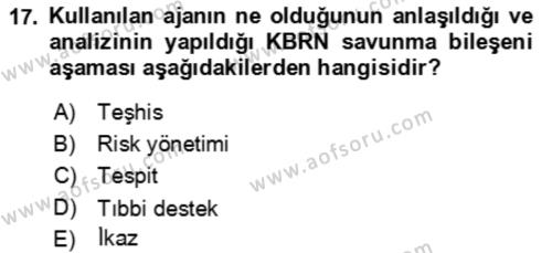 Kbrn Savunma Ve Güvenlik Dersi 2018 - 2019 Yılı 3 Ders Sınavı 17. Soru