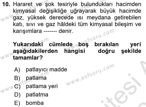 Kbrn Savunma Ve Güvenlik Dersi 2020 - 2021 Yılı Yaz Okulu Sınavı 10. Soru