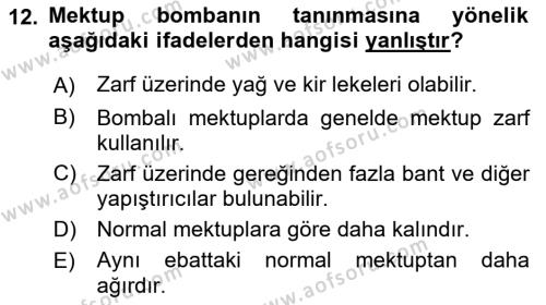 Kbrn Savunma Ve Güvenlik Dersi 2021 - 2022 Yılı Yaz Okulu Sınavı 12. Soru