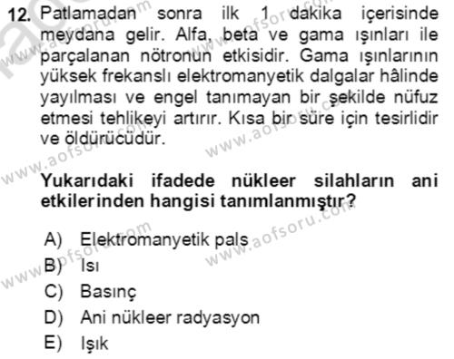 Kbrn Savunma Ve Güvenlik Dersi 2022 - 2023 Yılı (Vize) Ara Sınavı 12. Soru