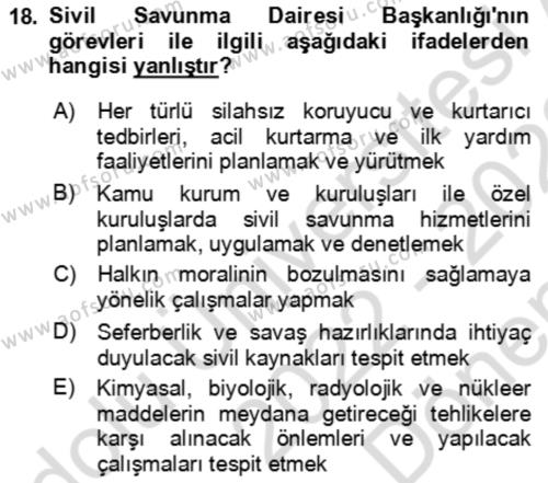 Kbrn Savunma Ve Güvenlik Dersi 2022 - 2023 Yılı (Final) Dönem Sonu Sınavı 18. Soru