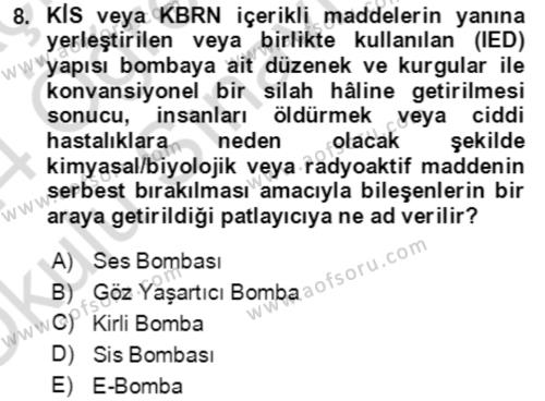 Kbrn Savunma Ve Güvenlik Dersi 2023 - 2024 Yılı Yaz Okulu Sınavı 8. Soru