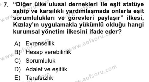 Afet Risk Azaltma Politikaları Dersi 2022 - 2023 Yılı (Vize) Ara Sınavı 7. Soru