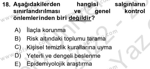 Afet Risk Azaltma Politikaları Dersi 2022 - 2023 Yılı Yaz Okulu Sınavı 18. Soru