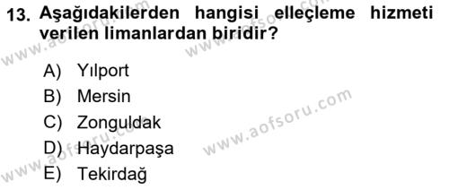 Acil Durum ve Afetlerde Ulaştırma Yönetimi ve Uygulamaları Dersi 2020 - 2021 Yılı Yaz Okulu Sınavı 13. Soru