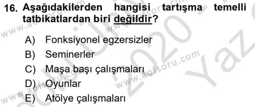 Acil Durum ve Afetlerde Ulaştırma Yönetimi ve Uygulamaları Dersi 2020 - 2021 Yılı Yaz Okulu Sınavı 16. Soru