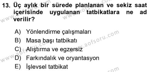 Acil Durum ve Afetlerde Ulaştırma Yönetimi ve Uygulamaları Dersi 2022 - 2023 Yılı Yaz Okulu Sınavı 13. Soru