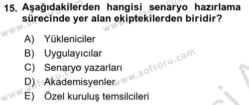 Acil Durum ve Afetlerde Ulaştırma Yönetimi ve Uygulamaları Dersi 2022 - 2023 Yılı Yaz Okulu Sınavı 15. Soru