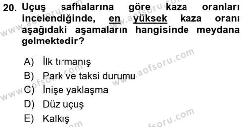 Acil Durum ve Afetlerde Ulaştırma Yönetimi ve Uygulamaları Dersi 2022 - 2023 Yılı Yaz Okulu Sınavı 20. Soru