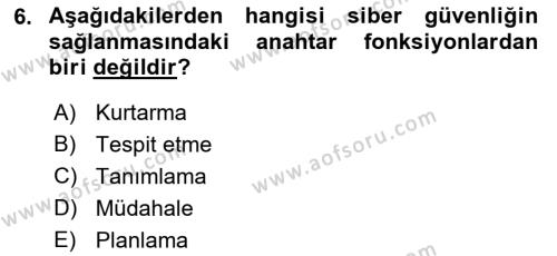 Acil Durum ve Afetlerde Ulaştırma Yönetimi ve Uygulamaları Dersi 2022 - 2023 Yılı Yaz Okulu Sınavı 6. Soru