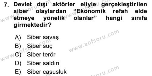 Acil Durum ve Afetlerde Ulaştırma Yönetimi ve Uygulamaları Dersi 2022 - 2023 Yılı Yaz Okulu Sınavı 7. Soru