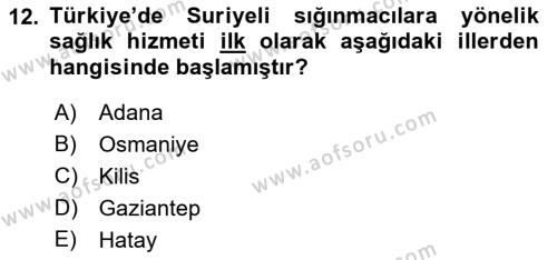 Göç Ve Göç Sorunları Dersi 2018 - 2019 Yılı 3 Ders Sınavı 12. Soru