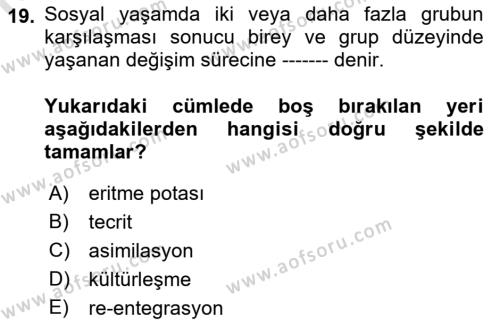 Göç Ve Göç Sorunları Dersi 2018 - 2019 Yılı 3 Ders Sınavı 19. Soru