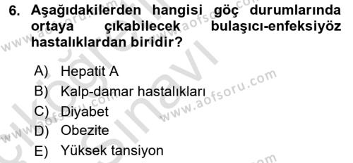 Göç Ve Göç Sorunları Dersi 2018 - 2019 Yılı 3 Ders Sınavı 6. Soru