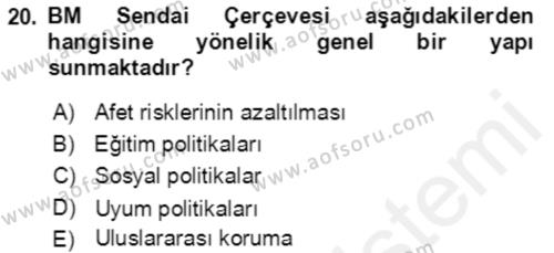 Göç Ve Göç Sorunları Dersi 2018 - 2019 Yılı (Vize) Ara Sınavı 20. Soru