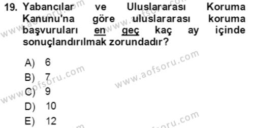 Göç Ve Göç Sorunları Dersi 2018 - 2019 Yılı (Final) Dönem Sonu Sınavı 19. Soru