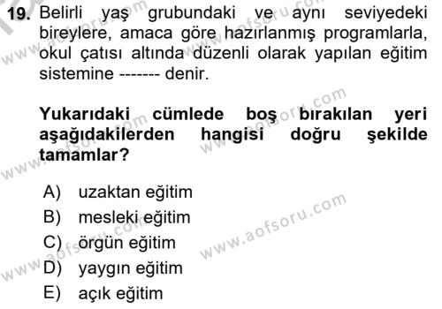 Göç Ve Göç Sorunları Dersi 2018 - 2019 Yılı Yaz Okulu Sınavı 19. Soru