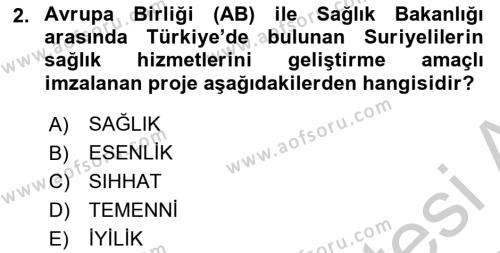 Göç Ve Göç Sorunları Dersi 2018 - 2019 Yılı Yaz Okulu Sınavı 2. Soru