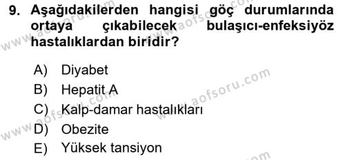 Göç Ve Göç Sorunları Dersi 2018 - 2019 Yılı Yaz Okulu Sınavı 9. Soru