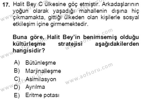 Göç Ve Göç Sorunları Dersi 2019 - 2020 Yılı (Final) Dönem Sonu Sınavı 17. Soru