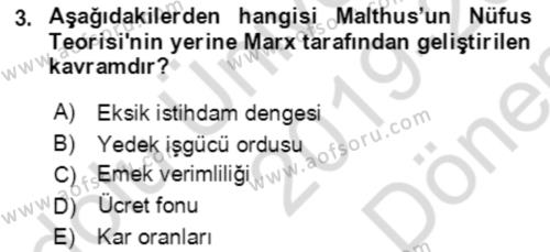 Göç Ve Göç Sorunları Dersi 2019 - 2020 Yılı (Final) Dönem Sonu Sınavı 3. Soru