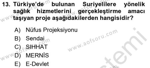 Göç Ve Göç Sorunları Dersi 2020 - 2021 Yılı Yaz Okulu Sınavı 13. Soru