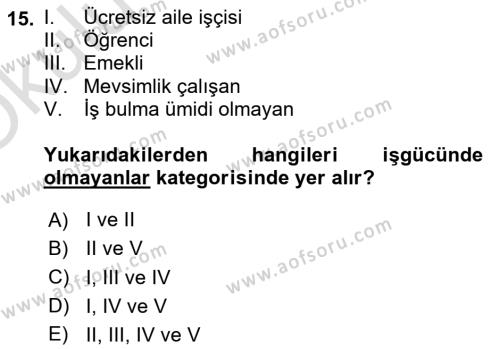 Göç Ve Göç Sorunları Dersi 2020 - 2021 Yılı Yaz Okulu Sınavı 15. Soru