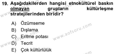 Göç Ve Göç Sorunları Dersi 2020 - 2021 Yılı Yaz Okulu Sınavı 19. Soru