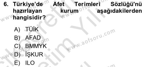 Göç Ve Göç Sorunları Dersi 2020 - 2021 Yılı Yaz Okulu Sınavı 6. Soru