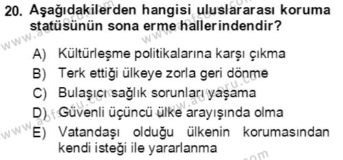 Göç Ve Göç Sorunları Dersi 2021 - 2022 Yılı (Final) Dönem Sonu Sınavı 20. Soru