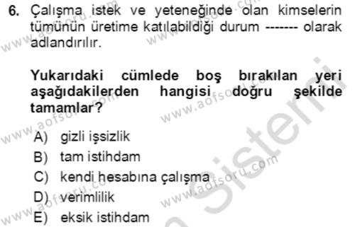 Göç Ve Göç Sorunları Dersi 2021 - 2022 Yılı (Final) Dönem Sonu Sınavı 6. Soru