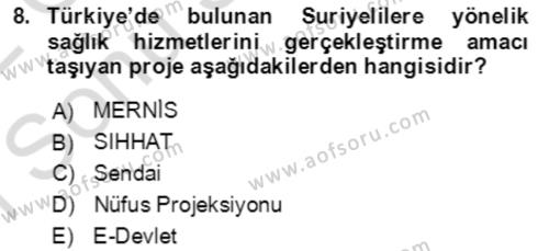 Göç Ve Göç Sorunları Dersi 2021 - 2022 Yılı (Final) Dönem Sonu Sınavı 8. Soru