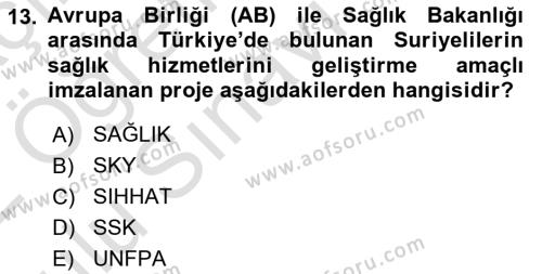 Göç Ve Göç Sorunları Dersi 2021 - 2022 Yılı Yaz Okulu Sınavı 13. Soru