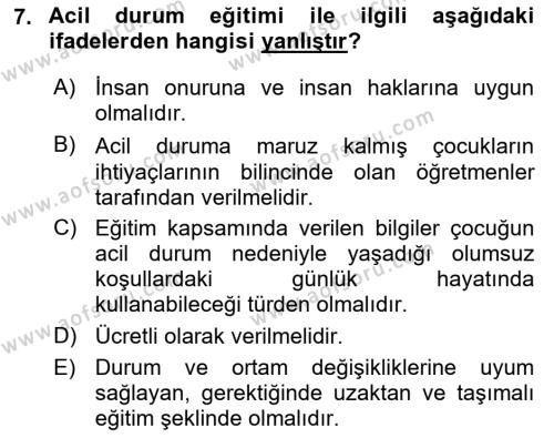 Göç Ve Göç Sorunları Dersi 2021 - 2022 Yılı Yaz Okulu Sınavı 7. Soru