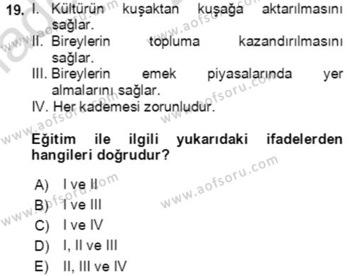 Göç Ve Göç Sorunları Dersi 2022 - 2023 Yılı (Vize) Ara Sınavı 19. Soru