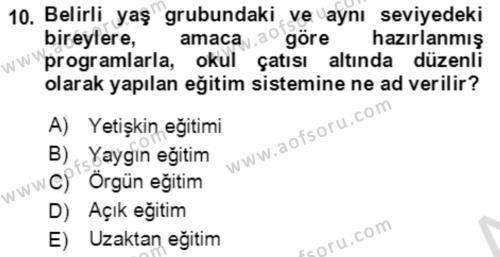 Göç Ve Göç Sorunları Dersi 2022 - 2023 Yılı Yaz Okulu Sınavı 10. Soru