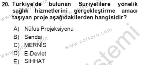 Göç Ve Göç Sorunları Dersi 2022 - 2023 Yılı Yaz Okulu Sınavı 20. Soru