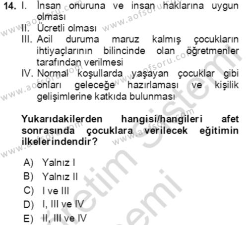 Göç Ve Göç Sorunları Dersi 2023 - 2024 Yılı (Vize) Ara Sınavı 14. Soru