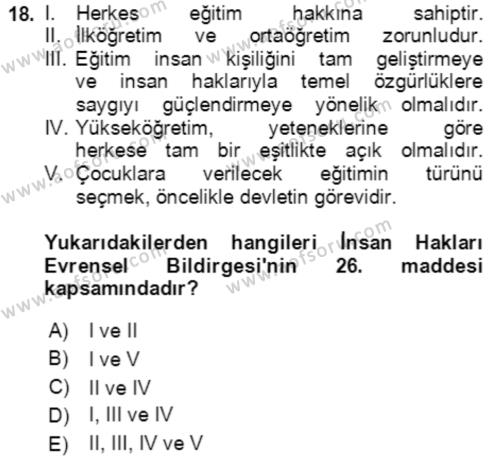 Göç Ve Göç Sorunları Dersi 2023 - 2024 Yılı (Vize) Ara Sınavı 18. Soru