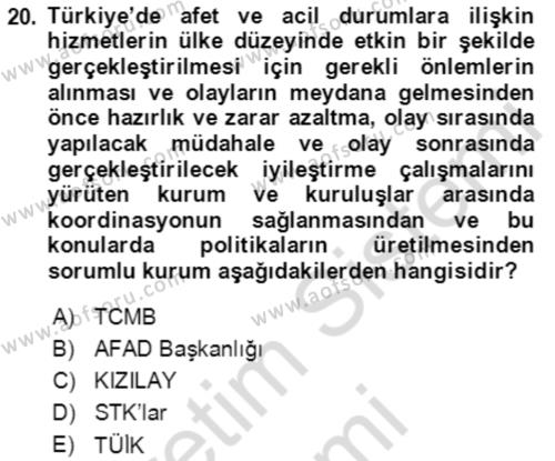 Göç Ve Göç Sorunları Dersi 2023 - 2024 Yılı (Vize) Ara Sınavı 20. Soru