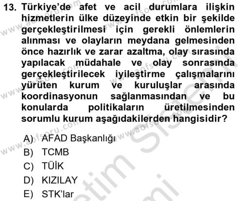 Göç Ve Göç Sorunları Dersi 2024 - 2025 Yılı (Vize) Ara Sınavı 13. Soru