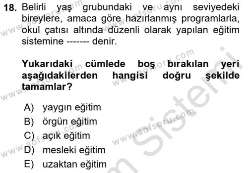 Göç Ve Göç Sorunları Dersi 2024 - 2025 Yılı (Vize) Ara Sınavı 18. Soru