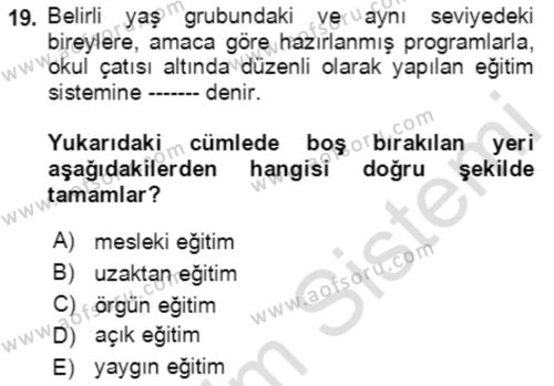 Göç Ve Göçmen Sorunları Dersi 2019 - 2020 Yılı (Vize) Ara Sınavı 19. Soru