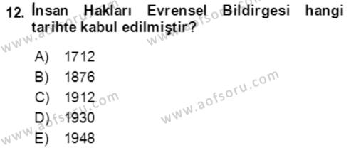 Göç Ve Göçmen Sorunları Dersi 2021 - 2022 Yılı (Vize) Ara Sınavı 12. Soru