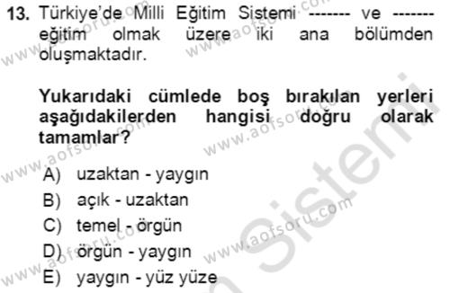 Göç Ve Göçmen Sorunları Dersi 2021 - 2022 Yılı (Vize) Ara Sınavı 13. Soru