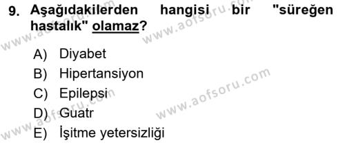 Özel Gereksinimli Bireyler İçin Afet ve Acil Durum Yönetimi Dersi 2018 - 2019 Yılı (Vize) Ara Sınavı 9. Soru