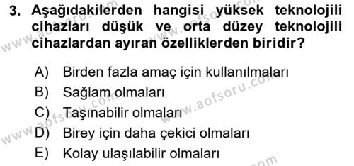 Özel Gereksinimli Bireyler İçin Afet ve Acil Durum Yönetimi Dersi 2021 - 2022 Yılı (Vize) Ara Sınavı 3. Soru